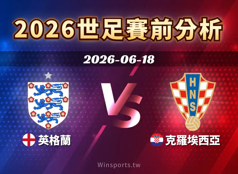 【2026世足預測】6/18 L組英格蘭 vs 克羅埃西亞賽前分析:雙方近況、戰術重點與比分預測