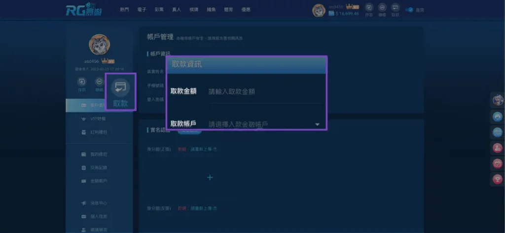 金獅娛樂城出金圖解